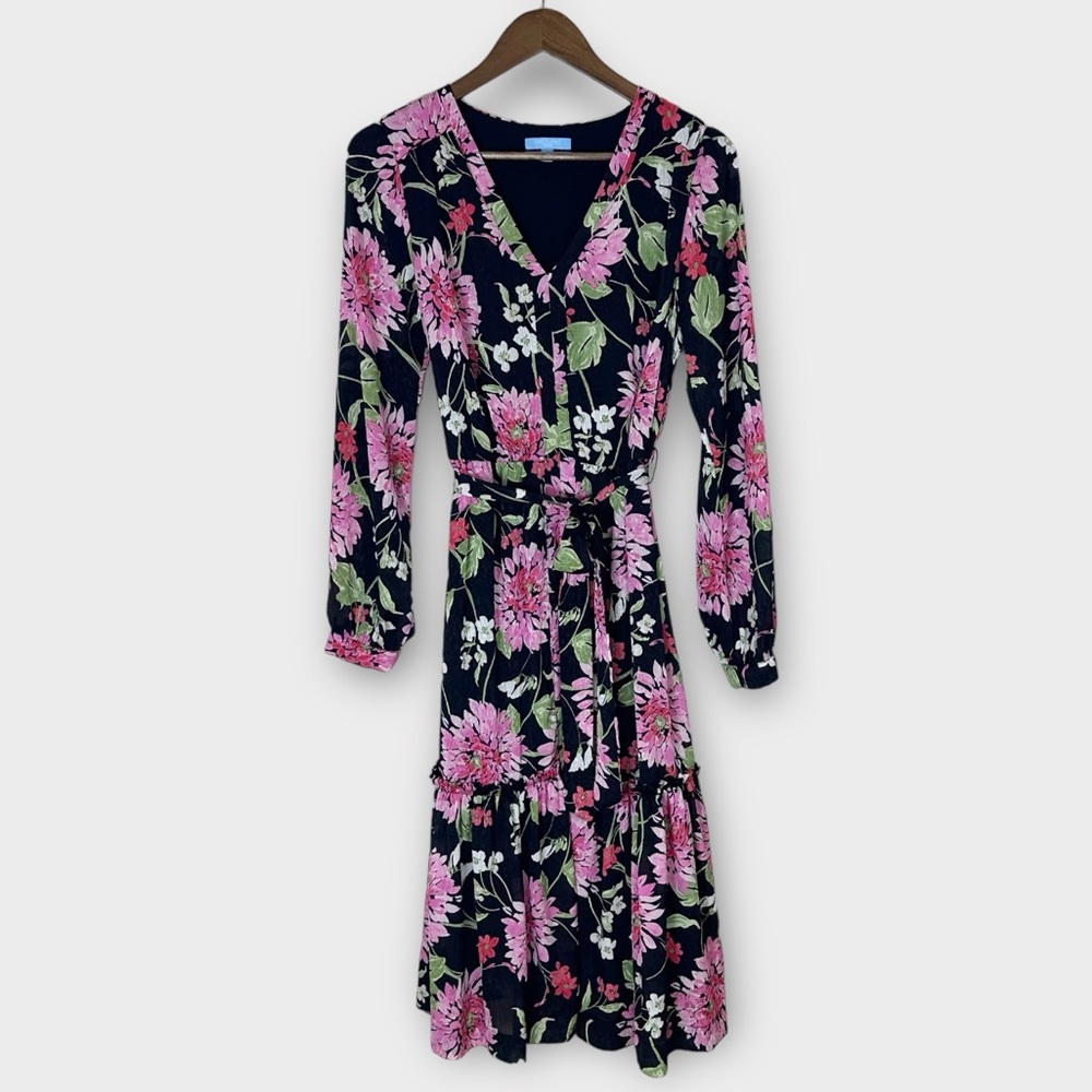 Draper James RSVP Floral Long Sleeve Midi Dress Medium
